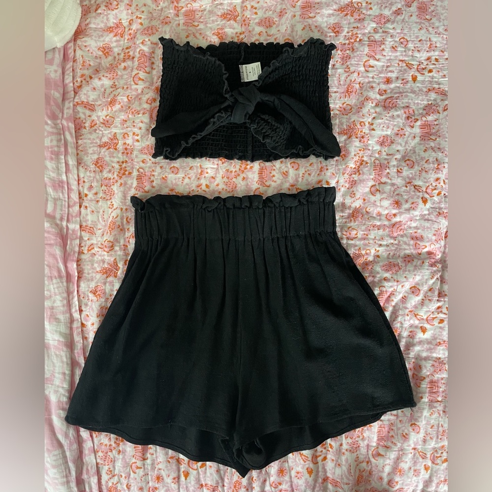 Black Shorts & Bandeau Set